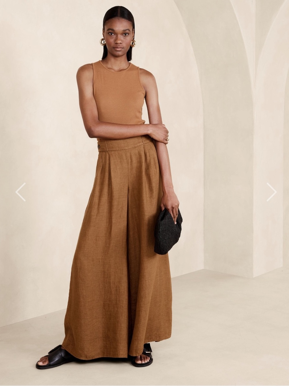 Banana Republic cinnamon Brown Lina Linen Wide-Leg Trousers
